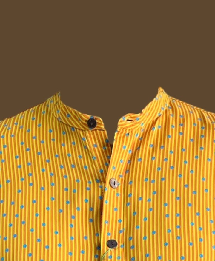 Camisa amarilla rayas con puntos azul claro