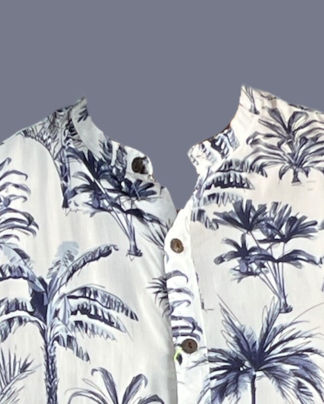 Camisa estampado palmeras azules