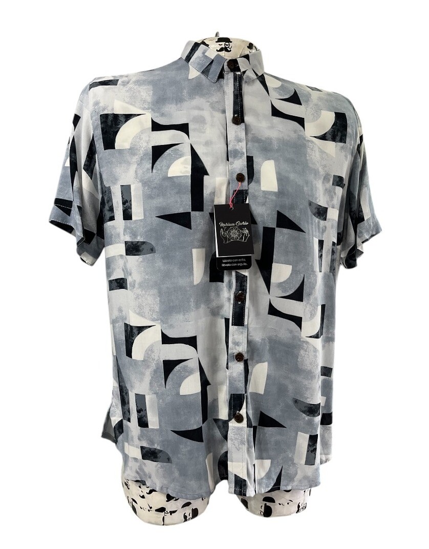 Camisa de hombre colores gris, blanco y negro
