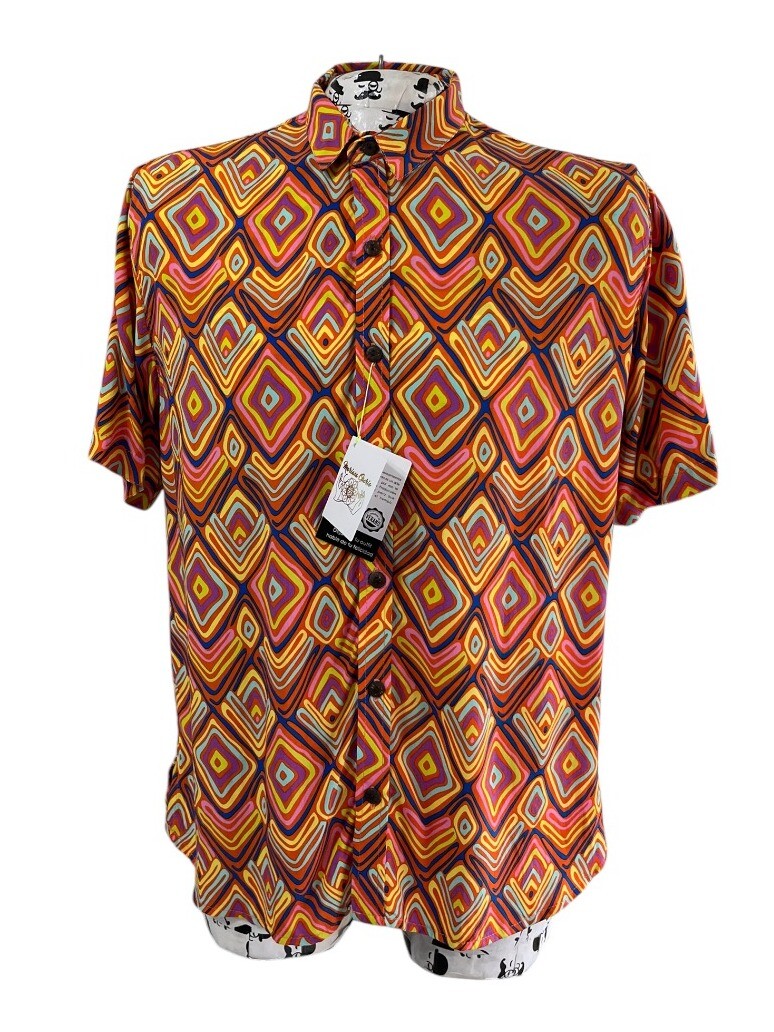 Camisa de hombre rombos de colores, rojo, azul, amarrillo, morado, verde