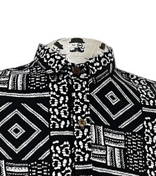 Camisa Hombre rombos y cuadros blanco y negro