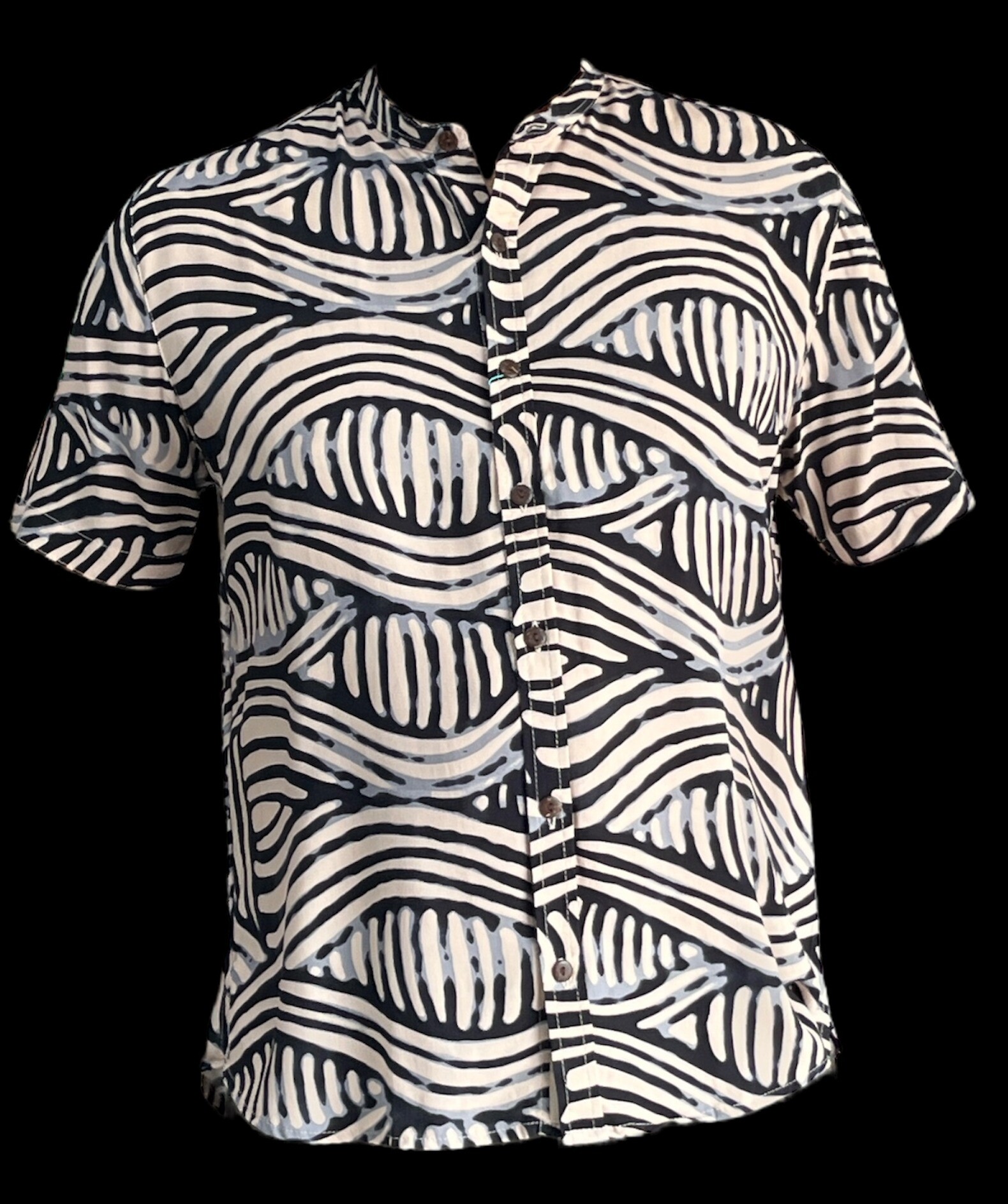 Camisa Hombre líneas curvas azul y gris