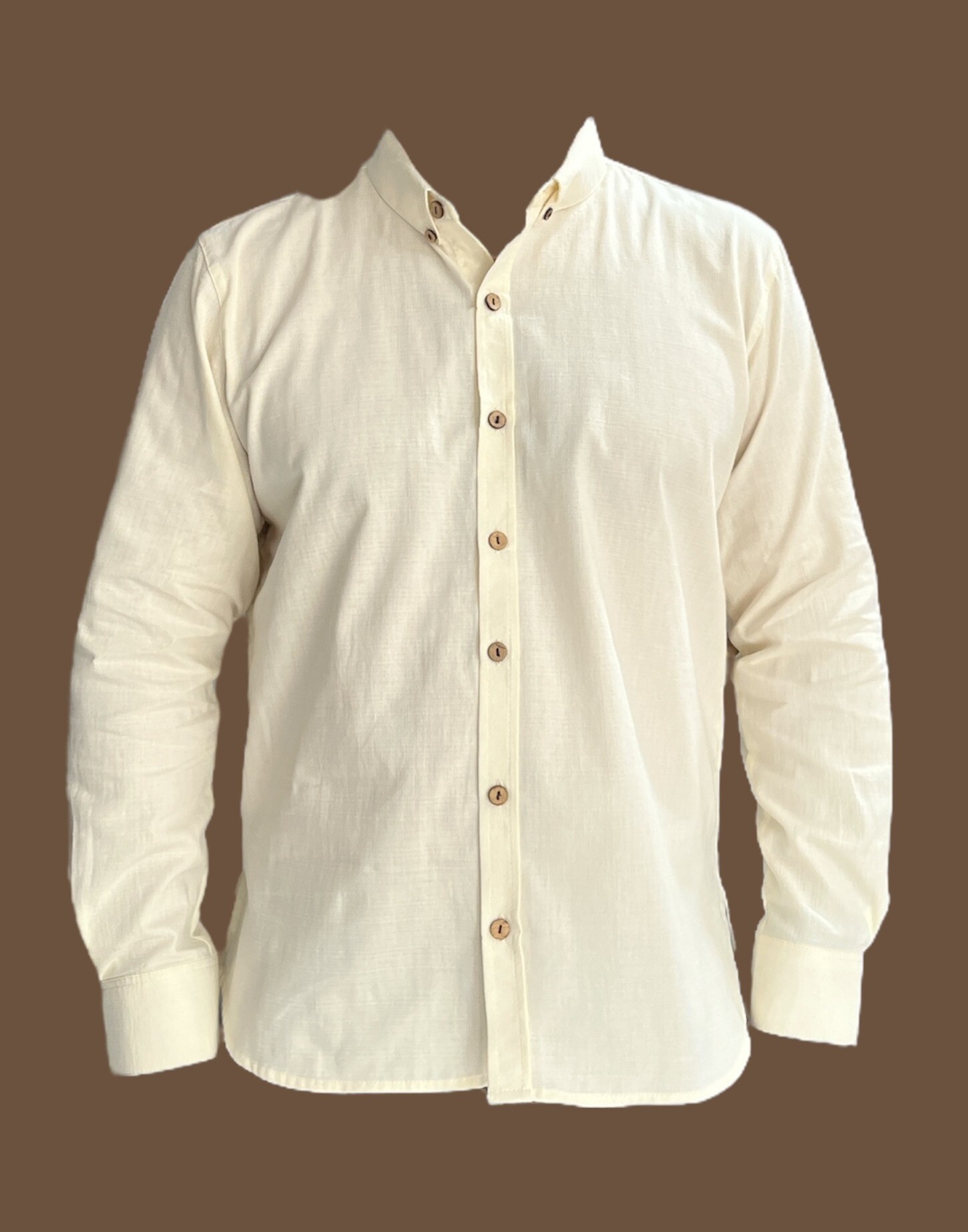 Camisa hombre en lino marfil