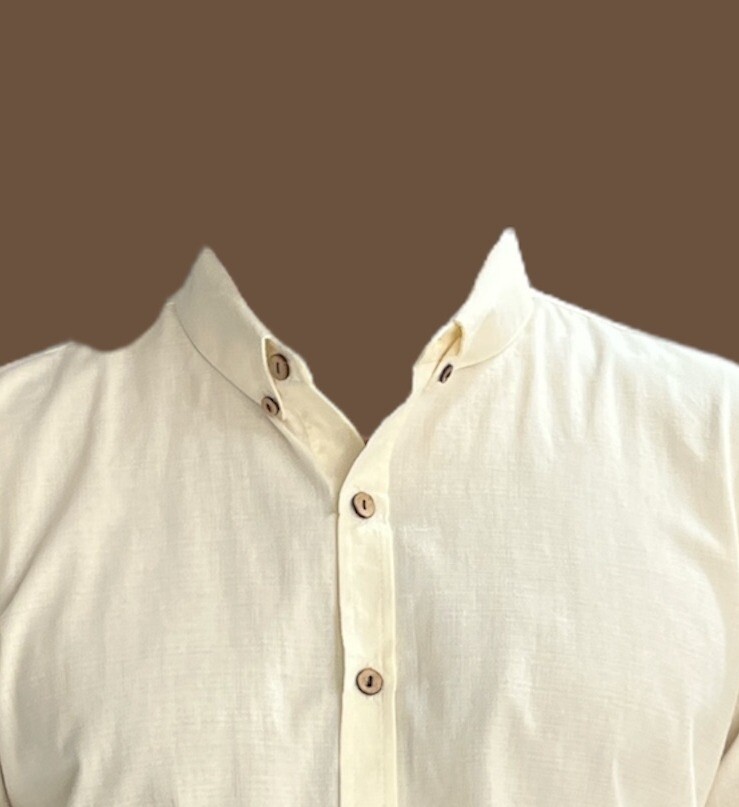 Camisa hombre en lino marfil