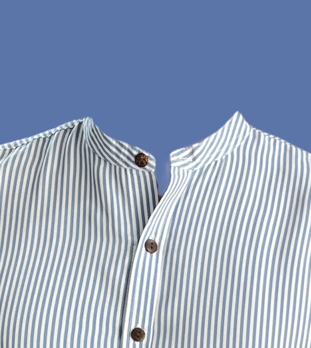 Camisa hombre en tela rayón rayas azules