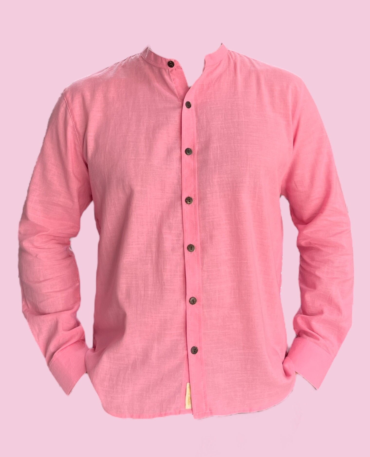 camisa hombre manga larga rosada